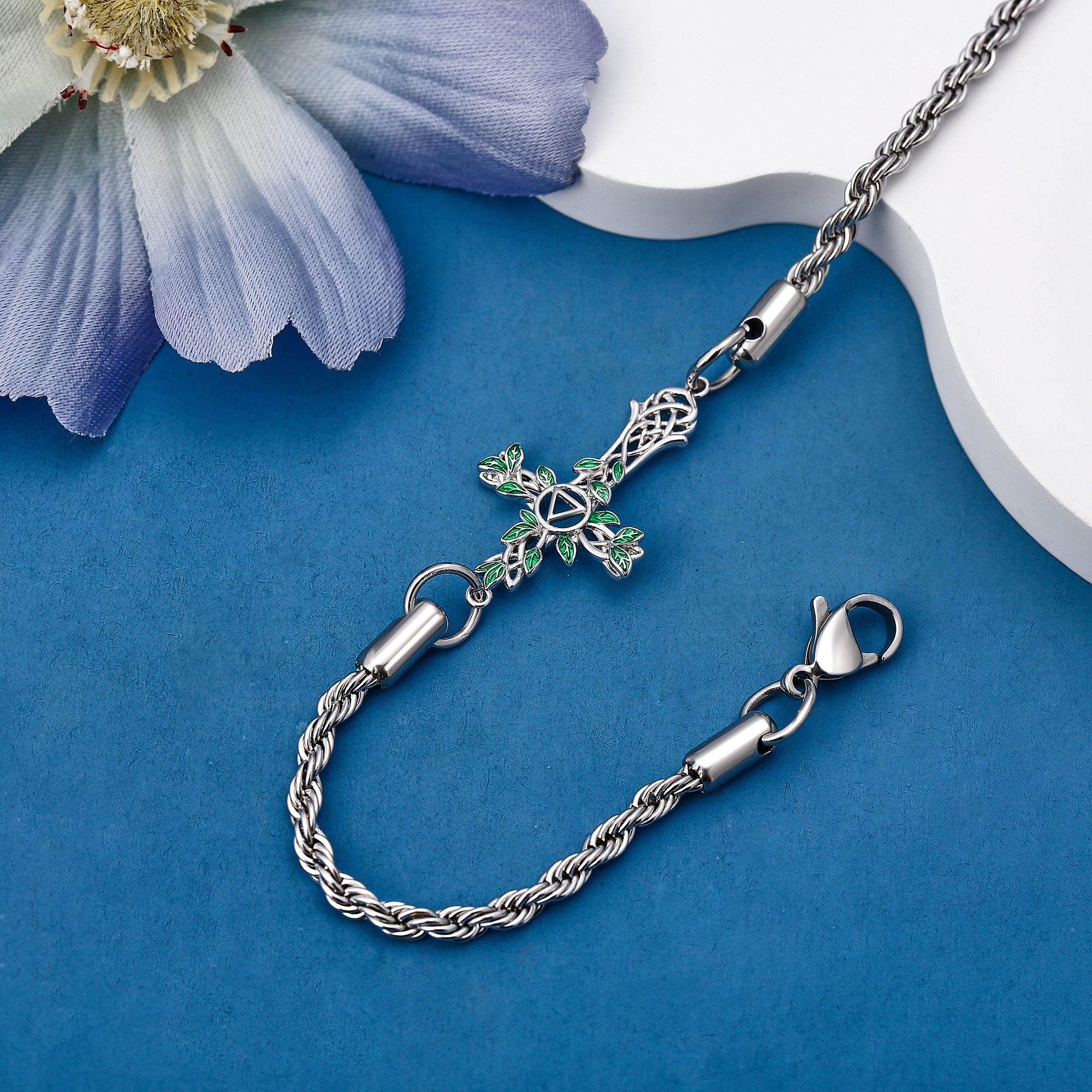 Cross Alcohol Abstinence Bracelet Silvery Women's Gift